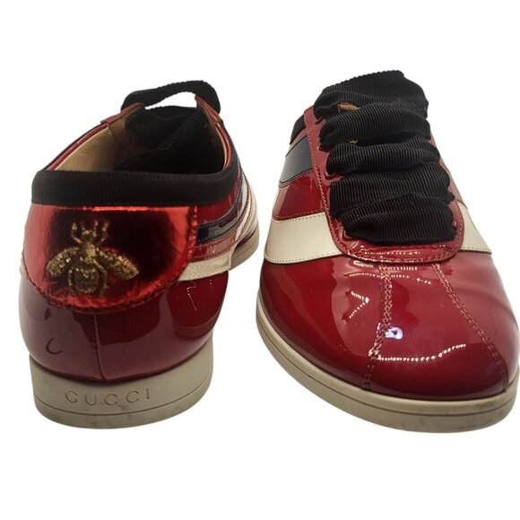 Gucci Men’s Falacer Hebron Web Patent Leather. U.S Size 6 Red Multi - Picture 5 of 15